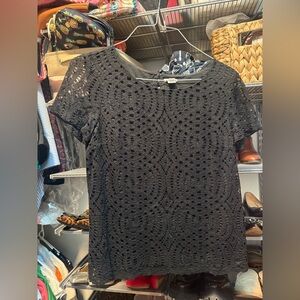 J. Crew Elegant Black Lace Blouse